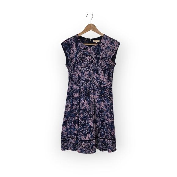 Rebecca Taylor Women's Purple Floral Boho Silk Mini Dress Size 6 - Picture 2 of 9